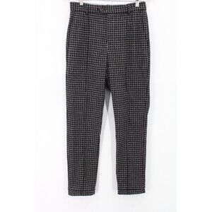 CAARA Pants Womens Black Boyfriend Houndstooth Print Classic Straight Small S